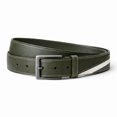 Men’s Olive Green Leather Stand Collar Jacket Outfit Set – Jacket, Wallet, Belt & Keychain