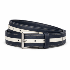 Men’s Navy Blue Leather Stand Collar Jacket Outfit Set – Jacket, Wallet, Belt & Keychain