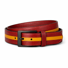 Men’s Red & Mustard Leather Jacket Outfit Set – Jacket, Wallet, Belt & Keychain