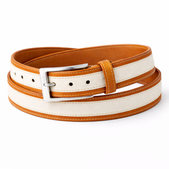 Men’s Tan & Cream Varsity Leather Jacket Outfit Set – Jacket, Wallet, Belt & Keychain