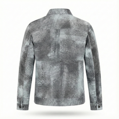 Men’s Grey Genuine Suede Zip-Front Jacket Outfit Set – Jacket, Wallet, Belt & Keychain