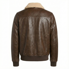 Men’s Premium Brown Leather Jacket Outfit Set – Jacket, Wallet, Belt & Keychain