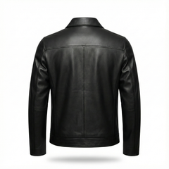 Men’s Black Leather Jacket Bundle – Jacket with Matching Wallet, Belt & Keychain