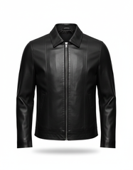 Men’s Black Leather Jacket Bundle – Jacket with Matching Wallet, Belt & Keychain