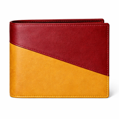 Men’s Red & Mustard Leather Jacket Outfit Set – Jacket, Wallet, Belt & Keychain