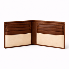 Men’s Cream & Brown Varsity Leather Jacket Outfit Set – Jacket, Wallet, Belt & Keychain