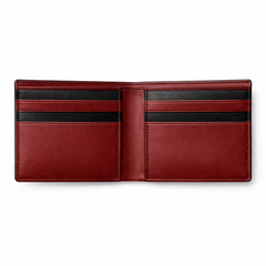 Men’s Rust Red & Black Leather Stand Collar Jacket Outfit Set – Jacket, Wallet, Belt & Keychain