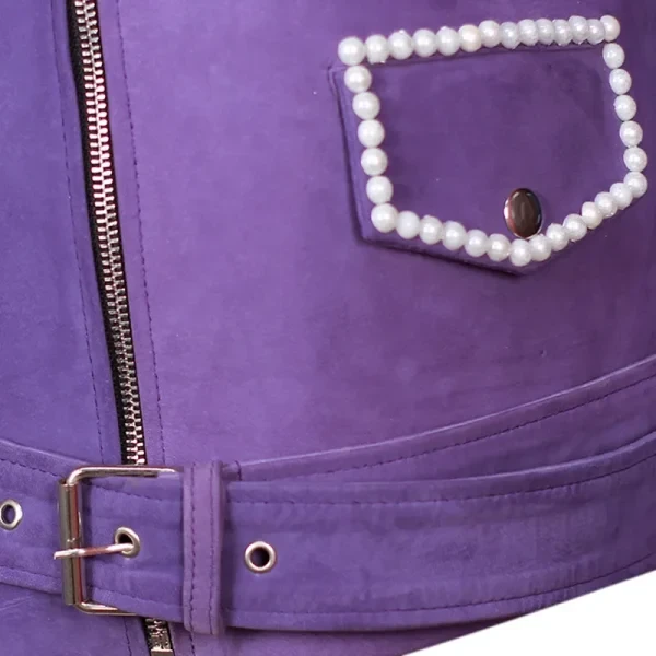Selena Quintanilla Purple Vegan Leather Jacket | Vegan Suede Biker Style | Shop USA - Photo 5