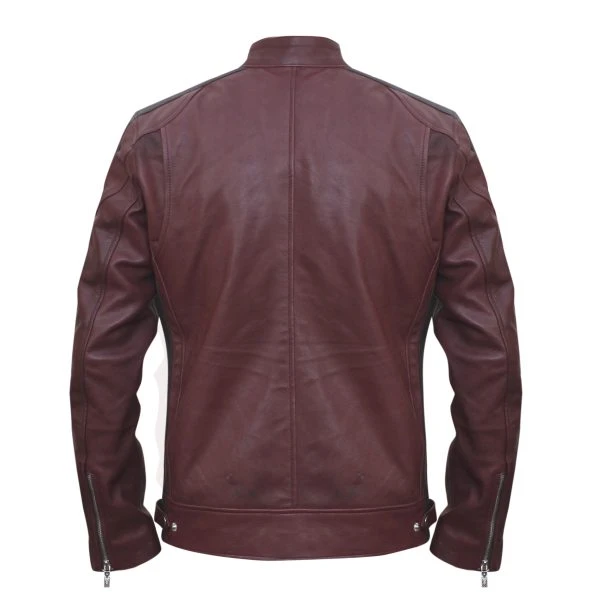 Men’s Maroon Limited Edition Leather Jacket | Real Leather with Patches | Motorcycle-Ready Style - Photo 4