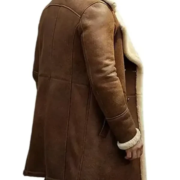 Men’s Fur Shearling Brown Leather Coat | Real Leather Aviator Jacket with Shearling Lining - Photo 1