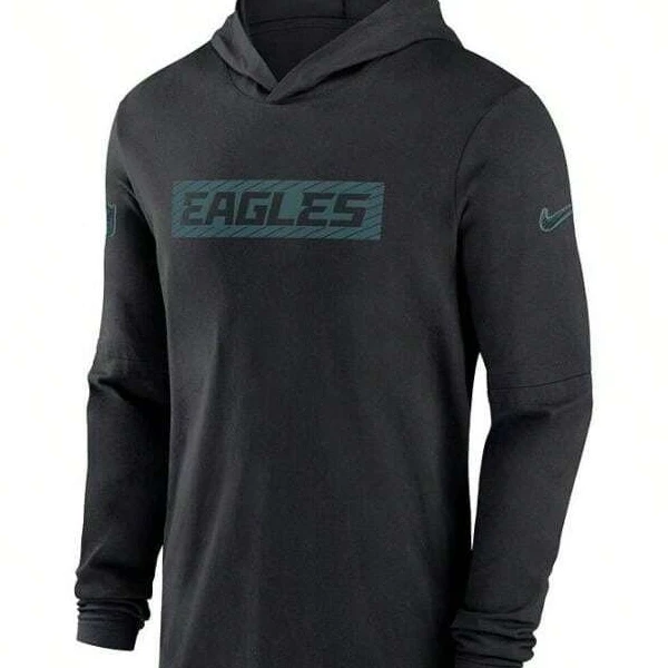 Nike Black Philadelphia Eagles Sideline Hoodie | Lightweight Performance Long Sleeve T-Shirt - Photo 1