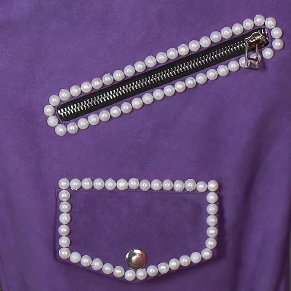 Selena Quintanilla Purple Vegan Leather Jacket | Vegan Suede Biker Style | Shop USA - Photo 1