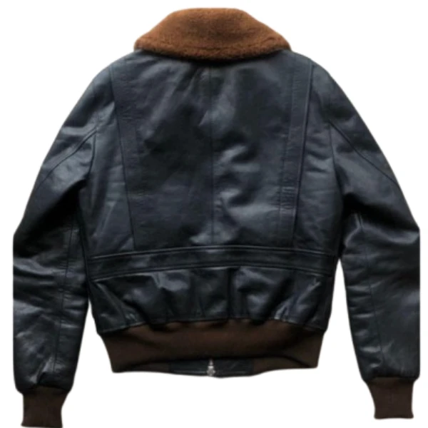 Men's Black Aviator Leather Bomber Jacket | Shearling Collar & Premium Craftsmanship - Photo 4