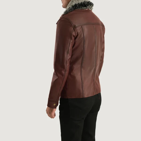 Evan Hart Distressed Brown Sheepskin Leather Jacket | Detachable Fur Collar | Free USA Shipping - Photo 6