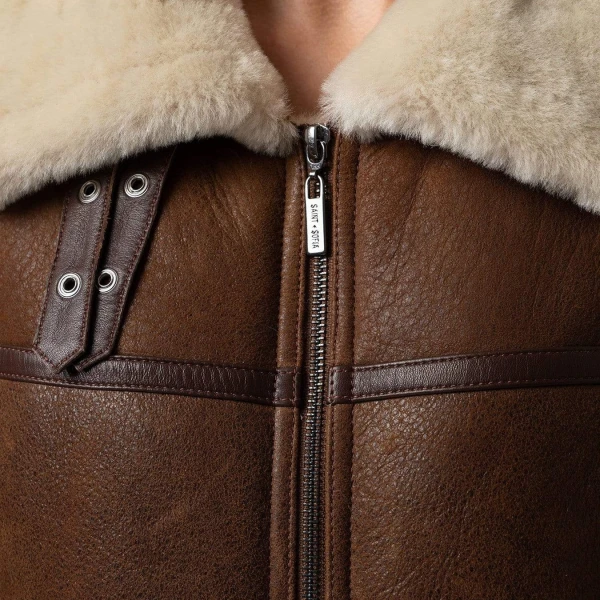 Amelia Aviator Jacket Brown | True to Size Shearling Leather Jacket - Photo 3