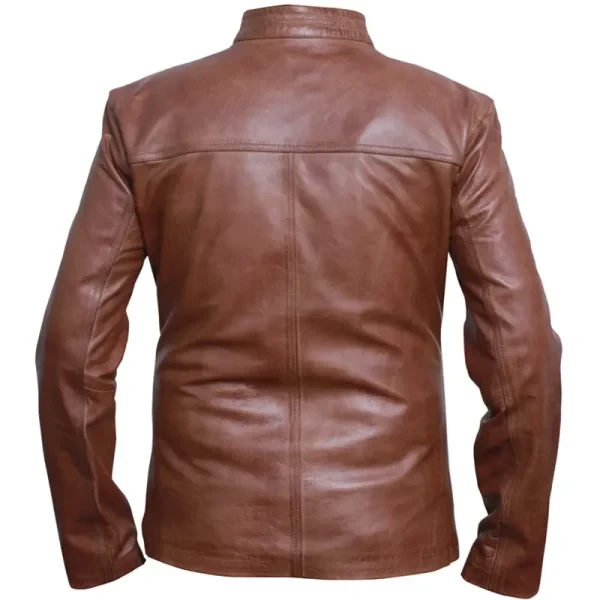 Men’s Café Racer Brown Biker Leather Jacket | 100% Real Leather | Vintage Style & Free USA Shipping - Photo 4