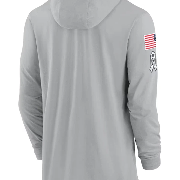 2024 New York Jets Salute to Service Hooded T-Shirt | Gray Polyester Long Sleeve Pullover for NFL Fans - Photo 1