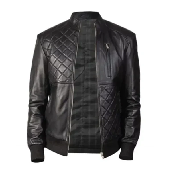 Men Moda Black Leather Bomber Jacket | Premium Tailored Fit & Modern Style - Photo 3