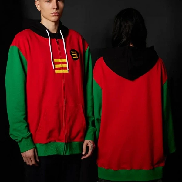 Eminem Rap Boy Zip Hoodie | Slim Shady Tribute – Red, Green & Black Fleece Streetwear - Photo 2