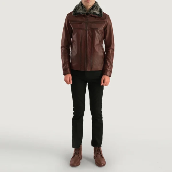 Evan Hart Distressed Brown Sheepskin Leather Jacket | Detachable Fur Collar | Free USA Shipping - Photo 5