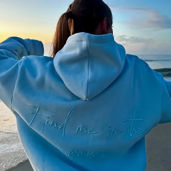 Amare Find Me in Waves Hoodie | Blue Oversized | USA Beachwear - Photo 3