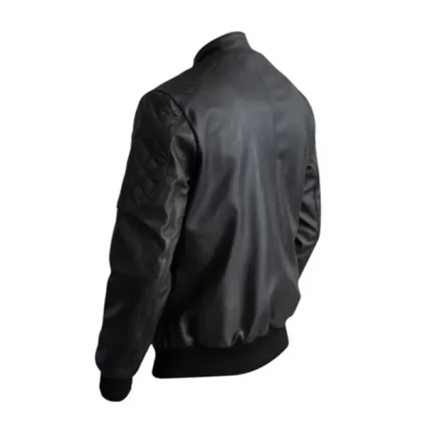 Casual Black Leather Bomber Jacket | Genuine Leather & Modern Fit - Photo 1