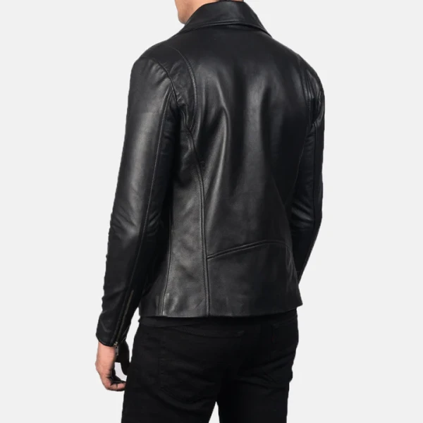 Noah Black Leather Biker Jacket | Sheepskin Semi-Aniline & Quilted Lining - Photo 4