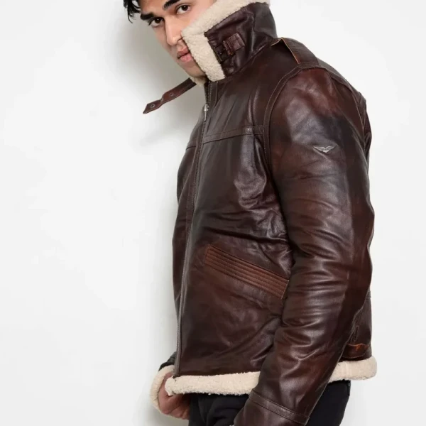 Resident Evil 4 Leon Kennedy Jacket - Real Leather Cosplay Replica with Shearling Collar - Photo 5