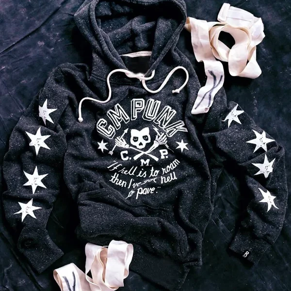 CM Punk Black Pullover Hoodie | Official Style Fleece Hooded Sweatshirt - Photo 3