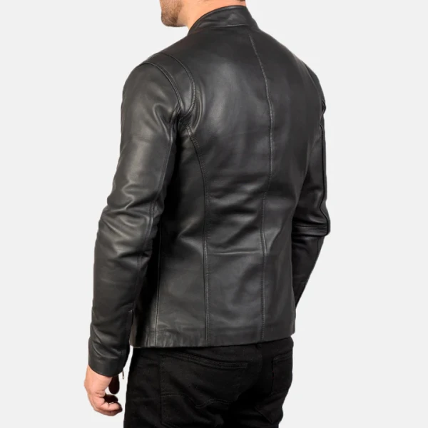 Ionic Black Leather Jacket | Premium Sheepskin & Quilted Lining - Photo 4