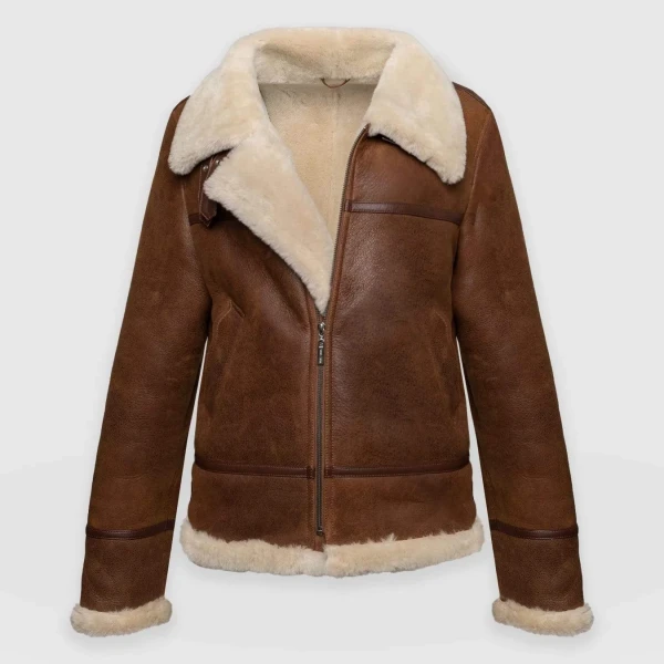 Amelia Aviator Jacket Brown | True to Size Shearling Leather Jacket - Photo 5