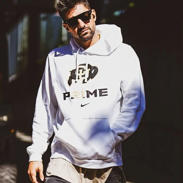 Nick Castellanos Coach Prime Hoodie | White Fleece Pullover | Rib-Knit Cuffs | Shop Now - Photo 3