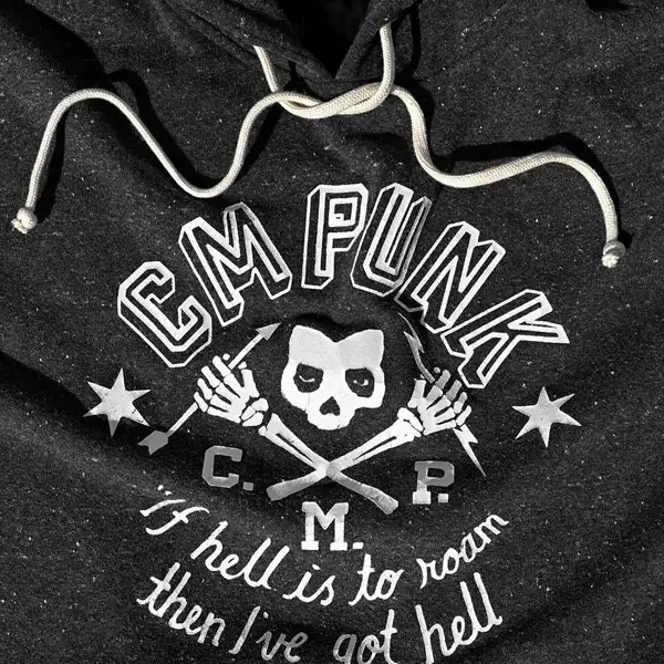 CM Punk Black Pullover Hoodie | Official Style Fleece Hooded Sweatshirt - Photo 1