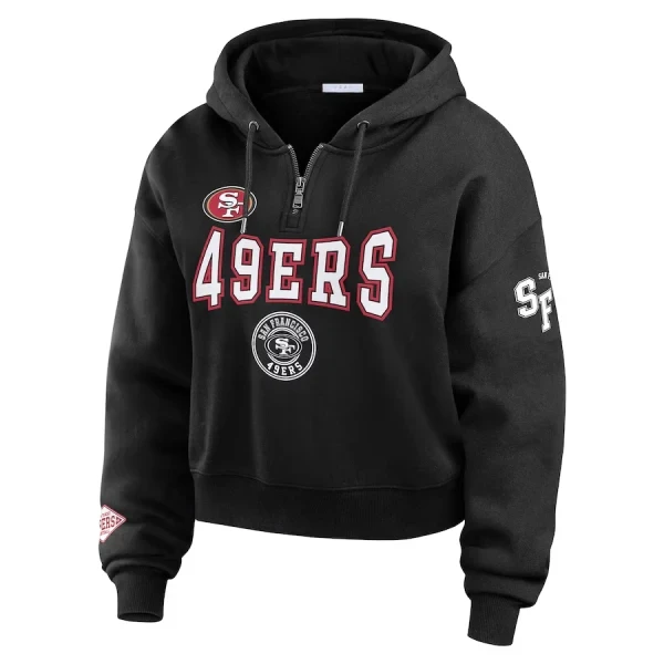 Erin Andrews SF 49ers Hoodie | Black Quarter-Zip | USA NFL Apparel - Photo 3