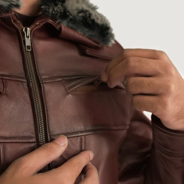 Evan Hart Distressed Brown Sheepskin Leather Jacket | Detachable Fur Collar | Free USA Shipping - Photo 1