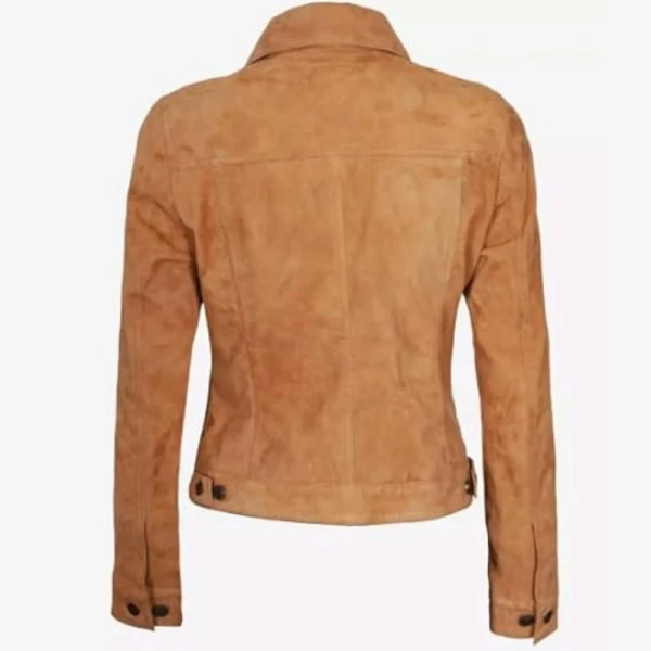 Women’s Suede Leather Trucker Jacket | Premium Lambskin & Goat Suede | Handmade Craftsmanship - Photo 3