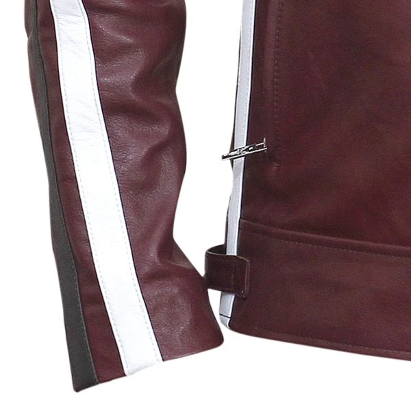 Men’s Maroon Limited Edition Leather Jacket | Real Leather with Patches | Motorcycle-Ready Style - Photo 5